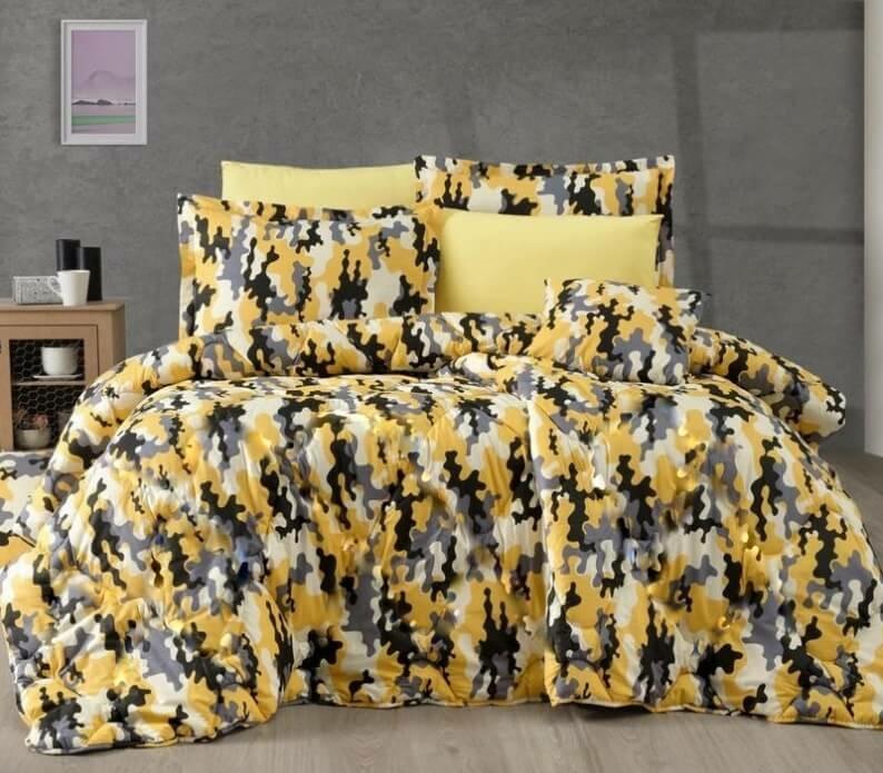 турецкое желтое постельное белье ранфорс военный стиль камуфляж фото 1