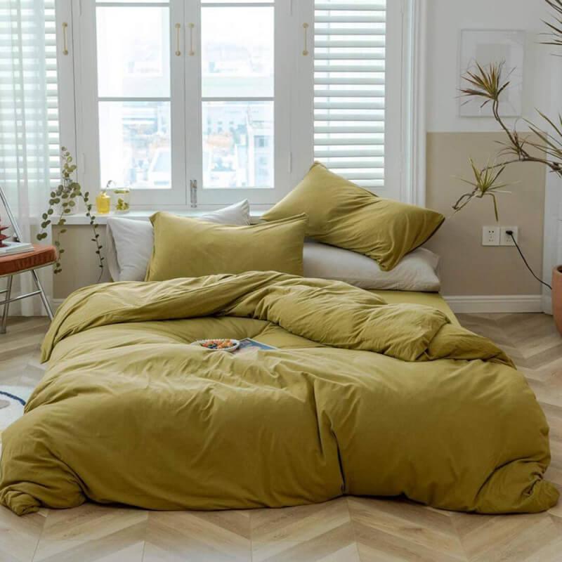 однотонное турецкое постельное белье ранфорс горчица