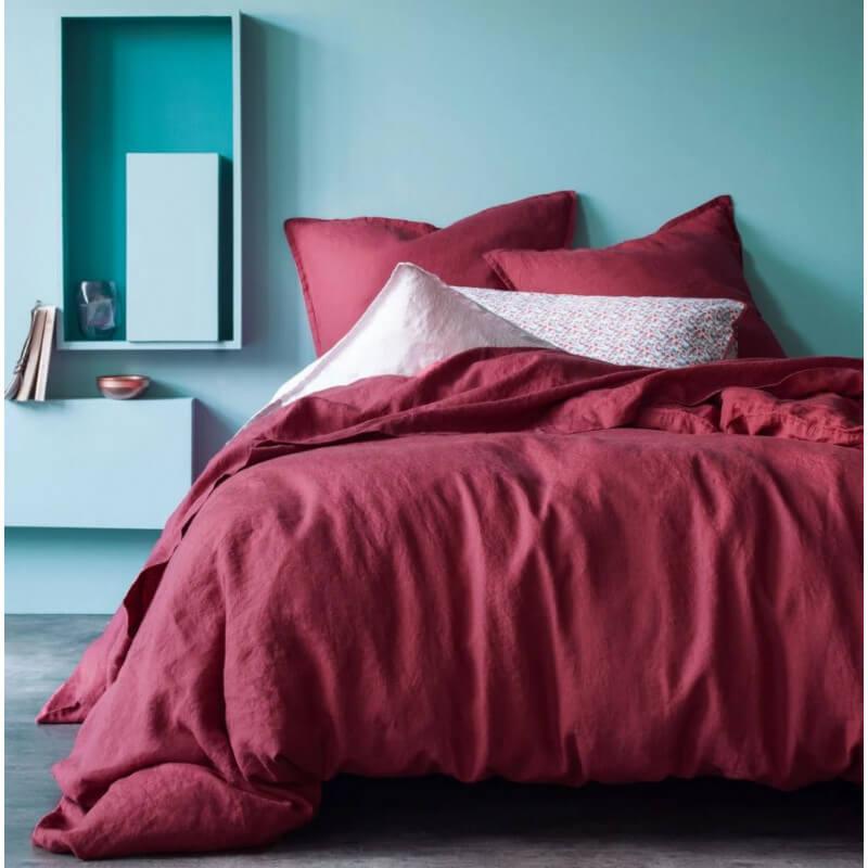 однотонное турецкое постельное белье ранфорс бордового цвета