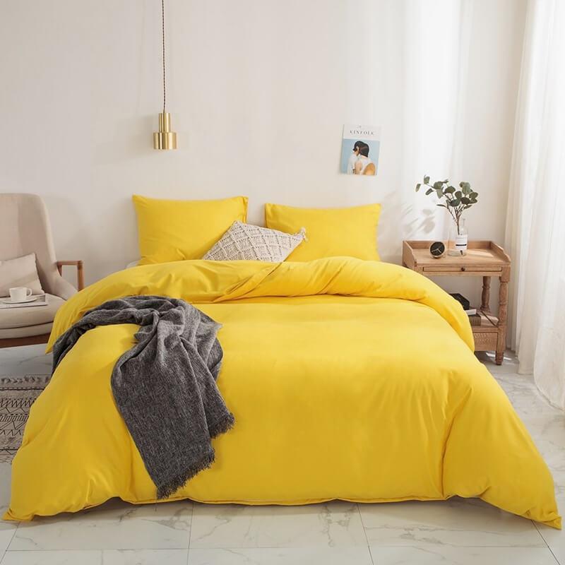однотонное турецкое постельное белье ранфорс желтого цвета