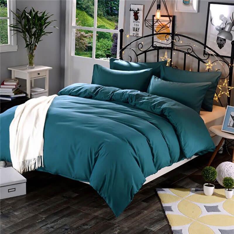 однотонное турецкое постельное белье ранфорс морская волна