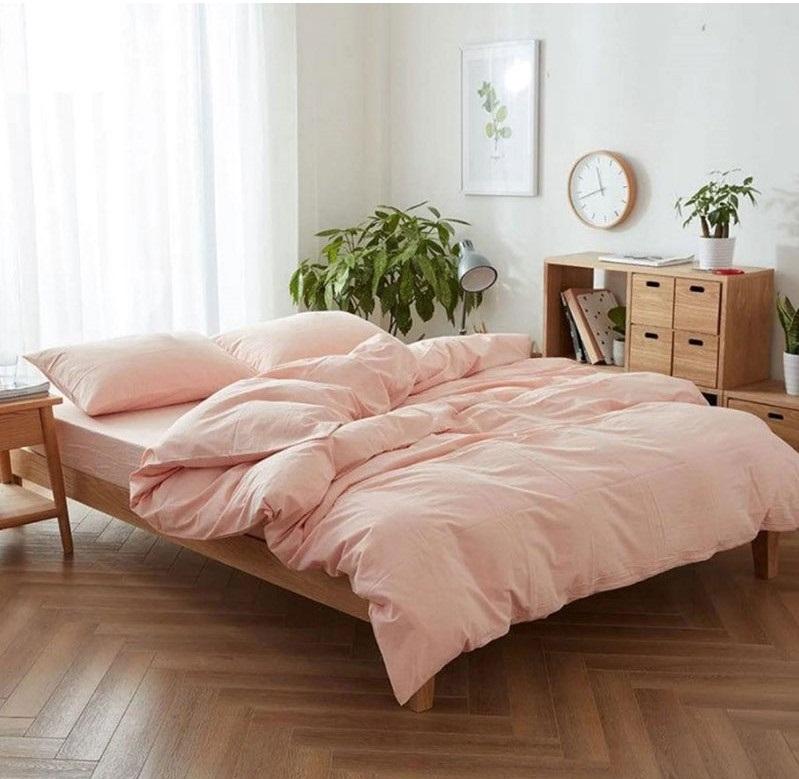 однотонное турецкое постельное белье ранфорс нежного персикового цвета