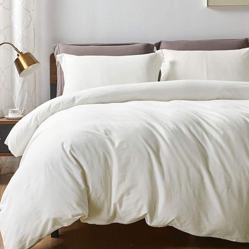 однотонное турецкое постельное белье ранфорс пломбирного цвета