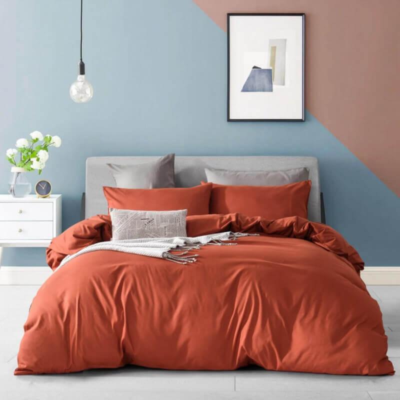 однотонное турецкое постельное белье ранфорс терракотового цвета