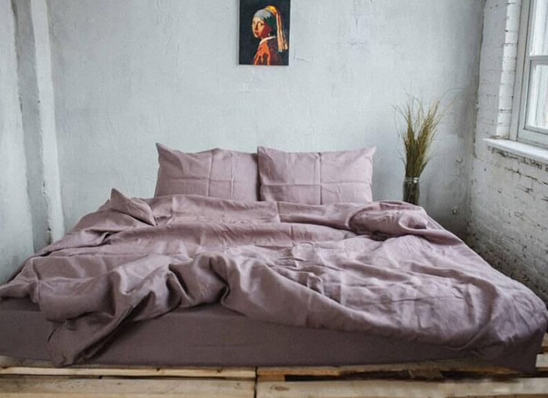 однотонное турецкое постельное белье ранфорс фрезового цвета