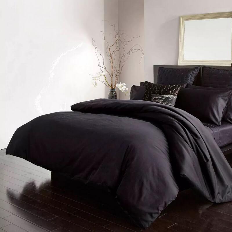 однотонное турецкое постельное белье сатин черного цвета
