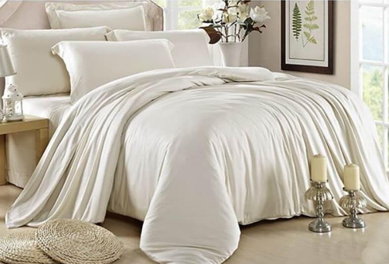однотонное турецкое постельное белье сатин молочного цвета milk champange