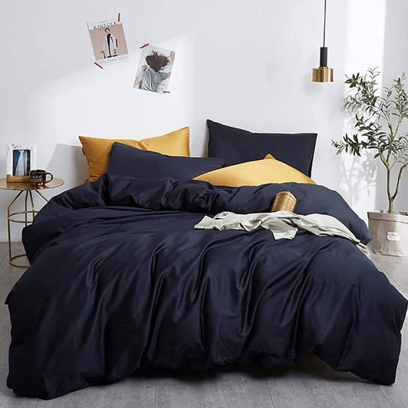 однотонное турецкое постельне белье сатин темно-синего цвета