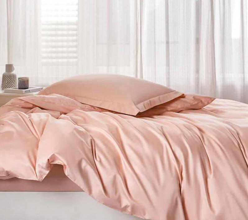 однотонное постельное белье сатин персикового цвета soft peach