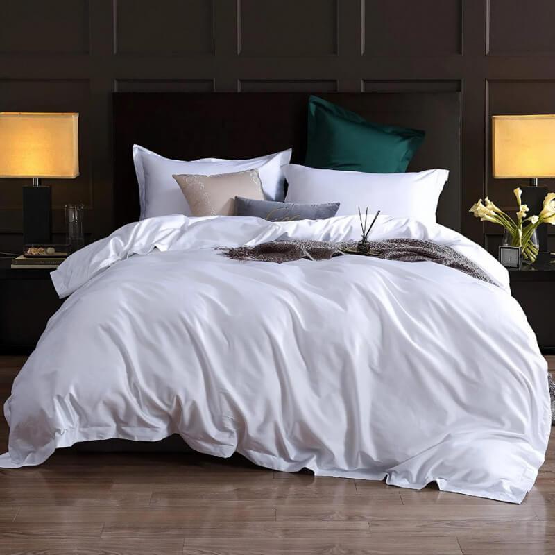 однотонное турецкое постельное белье сатин белого цвета white фото 1