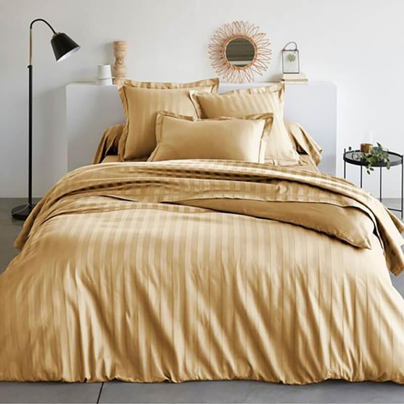 постельное белье страйп сатин соломенного цвета панна кота