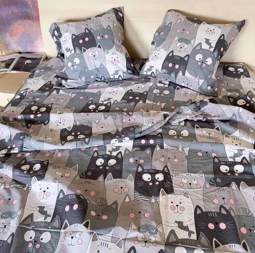 постельное белье с серыми котами фото
