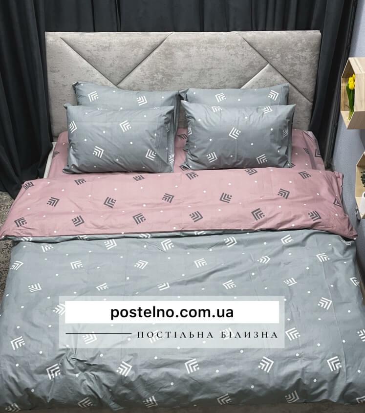 серо-пудровое постельное белье бязь с геометрическим рисунком