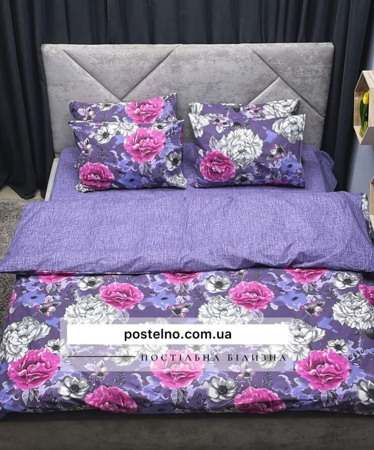 фиолетовое постельное белье с цветами