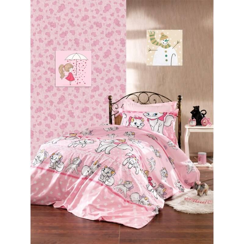 Детское постельное белье розового цвета с Кошечкой Мари фото 1