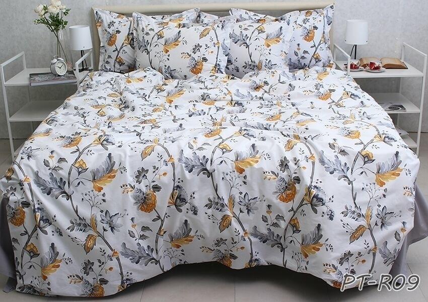 желто-серое постельное белье с дубовыми листьями фото 1