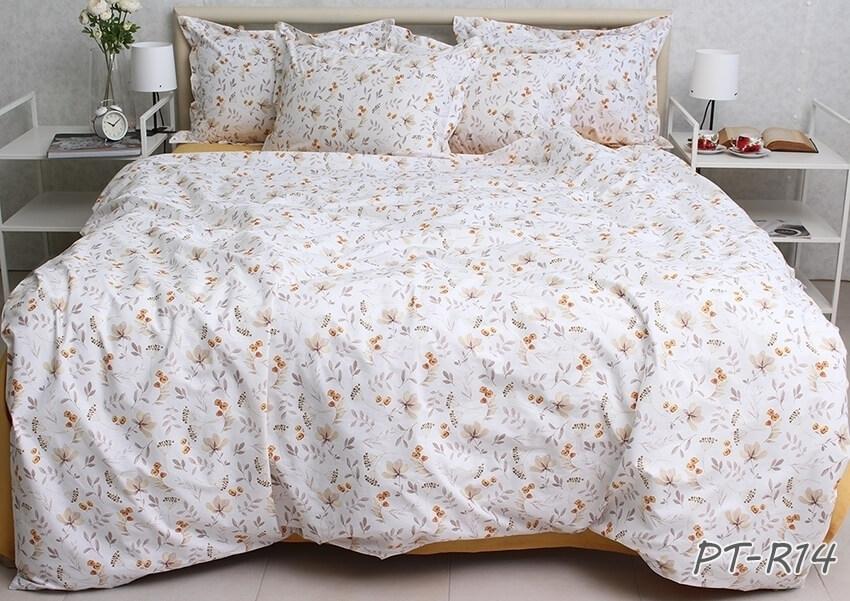 постельное белье турецкий коттон с оранжевыми мелкими цветами фото 1