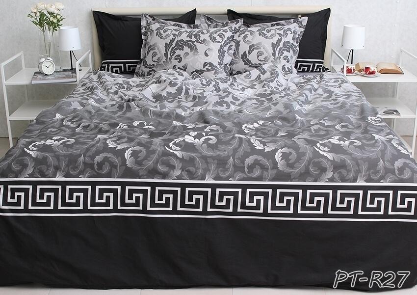 серое постельное белье коттон с вензелями фото 1
