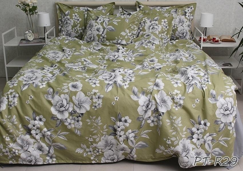 оливковое постельное белье с цветами фото 1