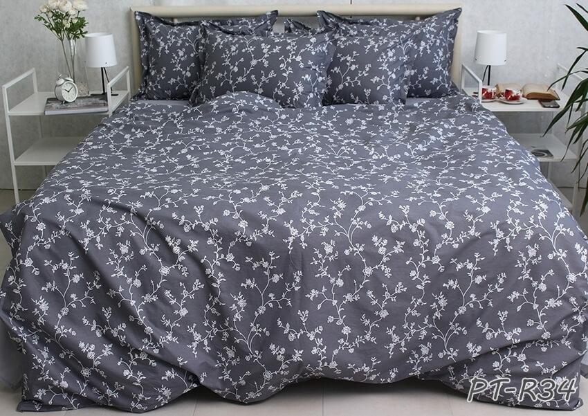 постельное белье серого цвета с нежными веточками фото 1
