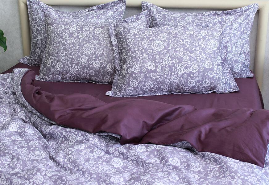 постельное белье фиолетового цвета с розами фото 1