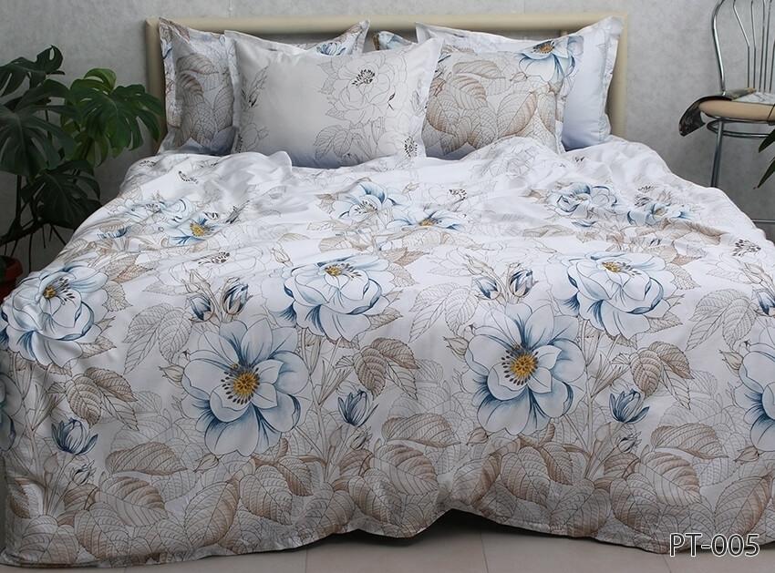 постельное белье сатин с синими розами фото 1