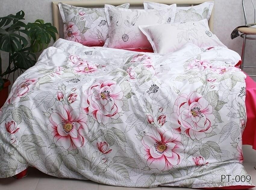 постельное белье сатин белого цвета с красными розами фото 1