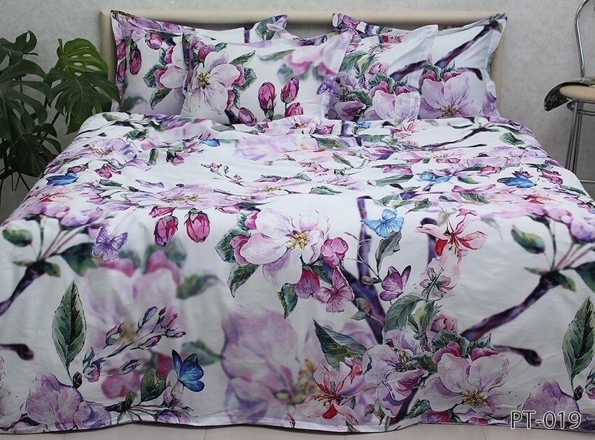 постельное белье сатин фиолетовый с цветами фото 1