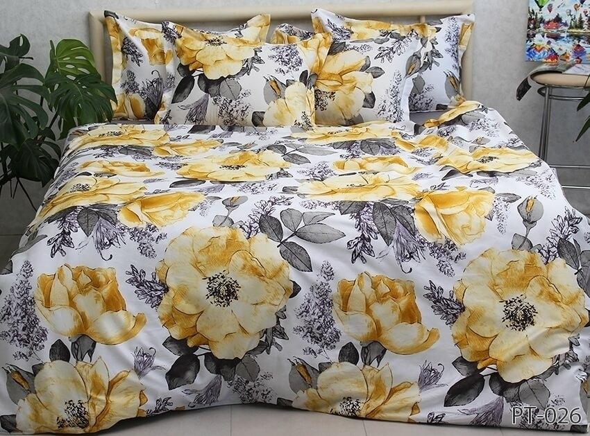 постельное белье сатин мерсеризованный с оранжевыми цветами фото 1