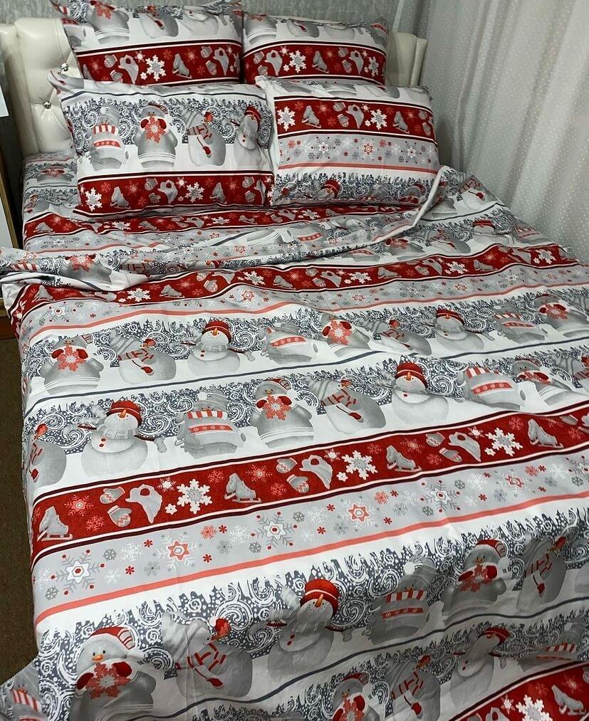 постельное белье новогоднее со снеговиками фото 1