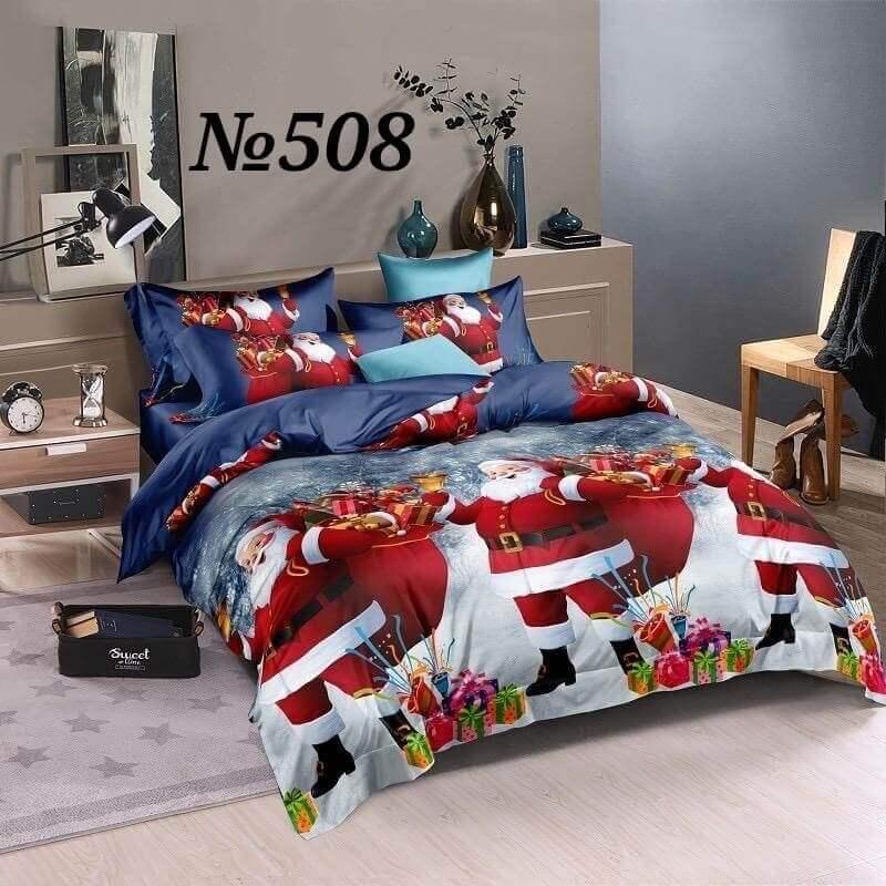 новогоднее постельное белье Дед Мороз с подарками и колокольчиком фото 1