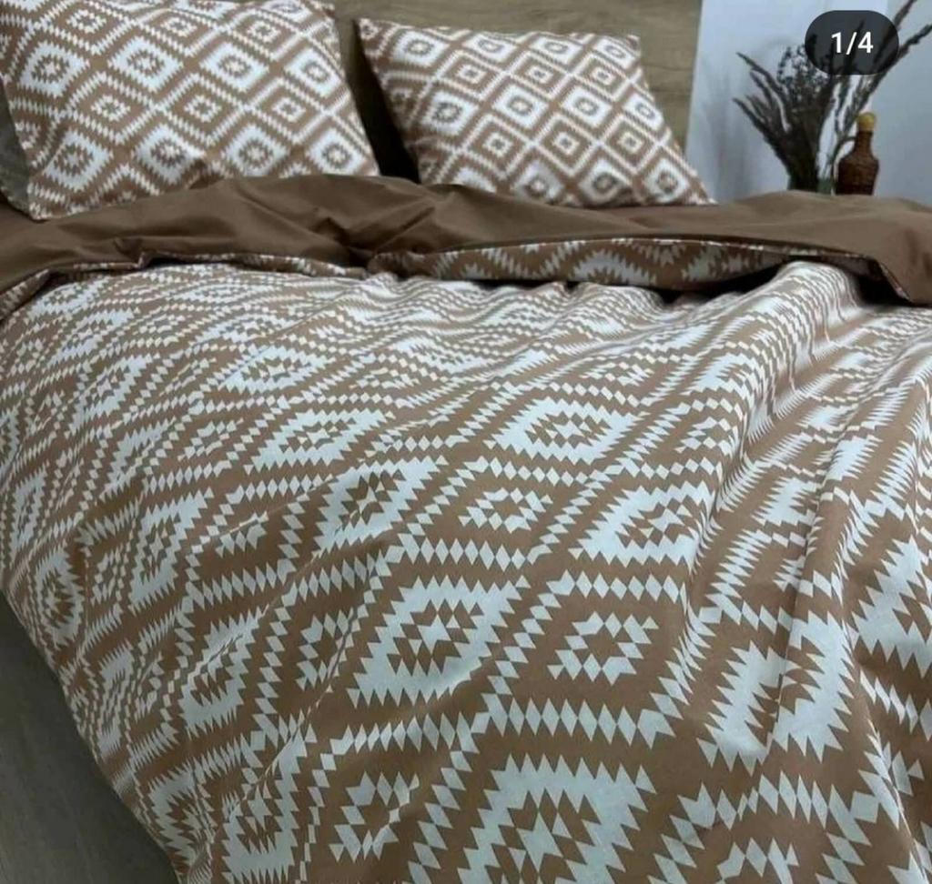 постельное белье бязь коричневого цвета с геометрическим орнаментом
