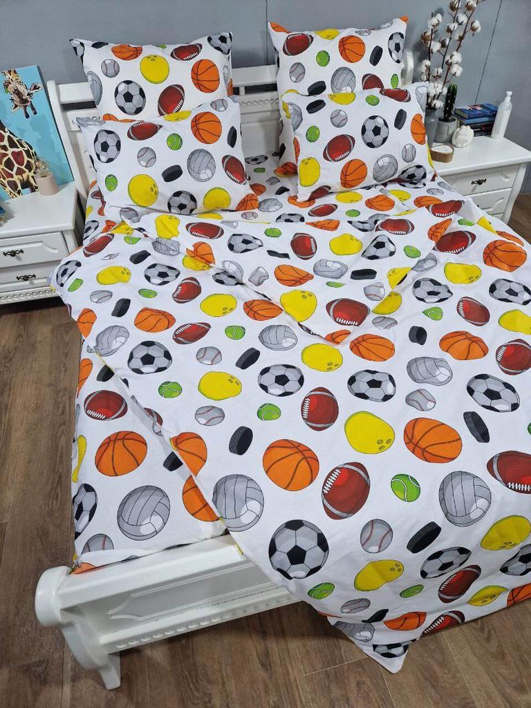 постельное белье бязь с футбольным мячом и хоккейной клюшкой фото 1