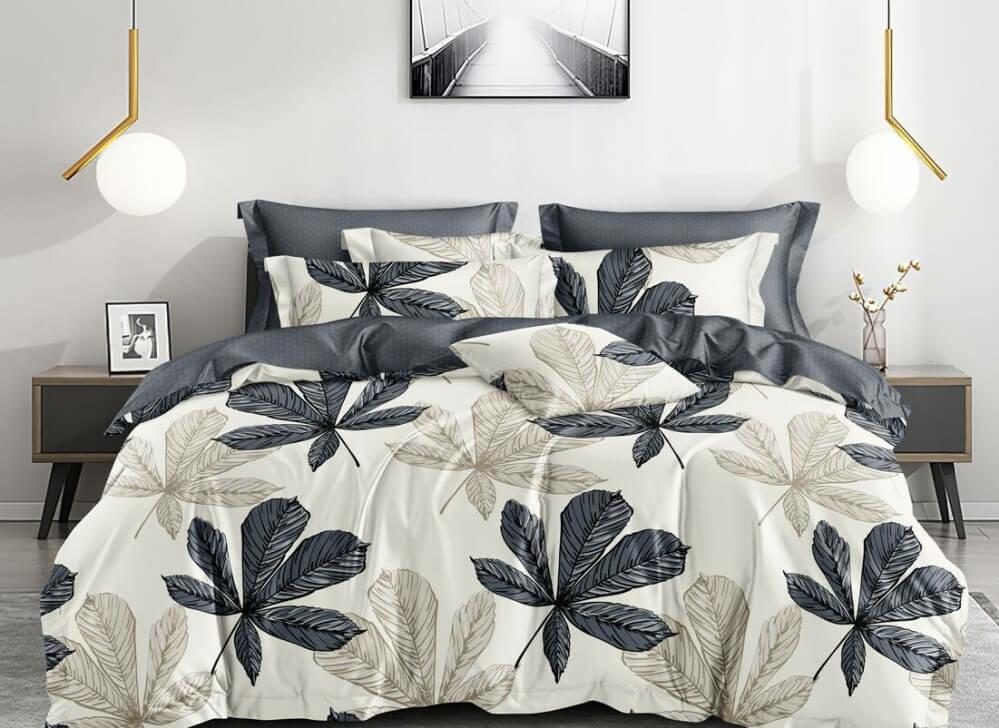 постельное белье сатин с листьями каштана фото 1