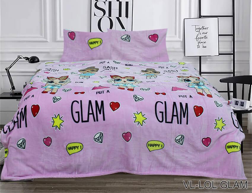 розовое велюровое постельное белье с куклами Lol glam