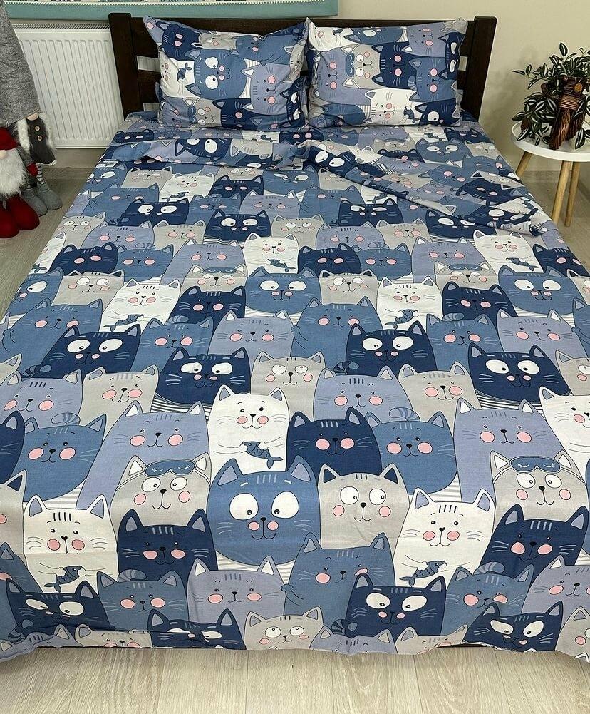 постельное белье с синими котами фото 1