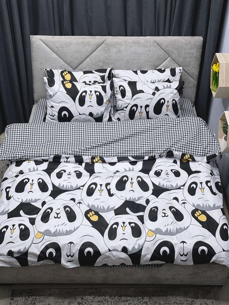 черно-белое постельное белье с пандами фото 1