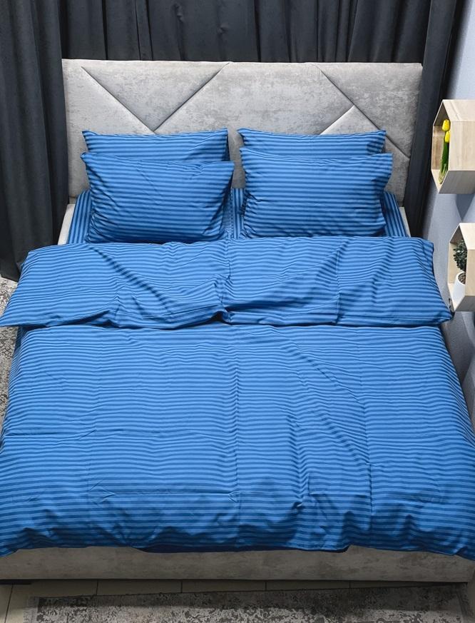 синее постельное белье в полоску фото 1