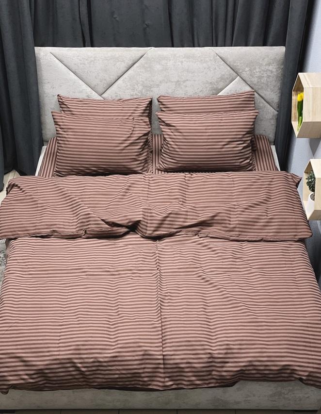 коричневое постельное белье в полоску фото 1