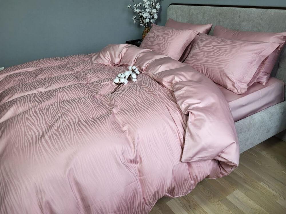 постельное белье сатин-жаккард розового цвета фото 1