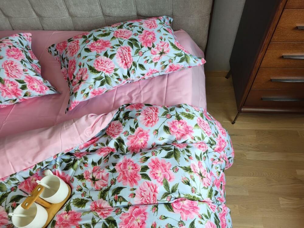 постельное белье сатин люкс с чайными розами фото 1