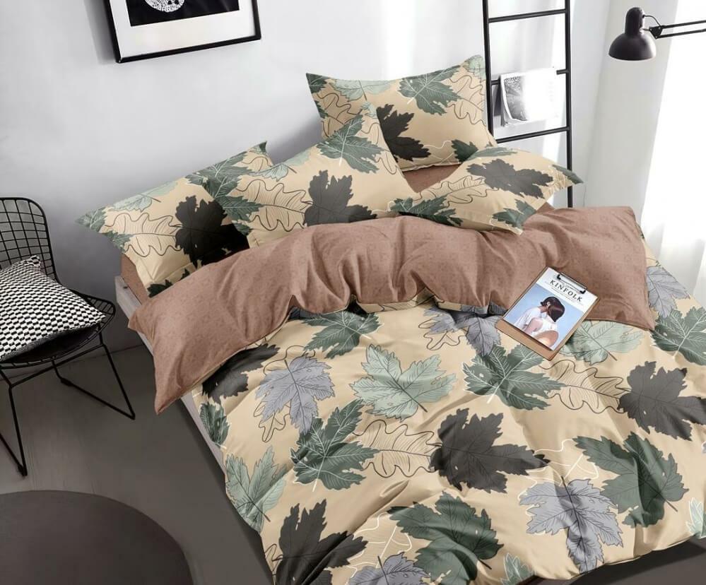 постельное белье сатин с кленовыми листьями фото 1