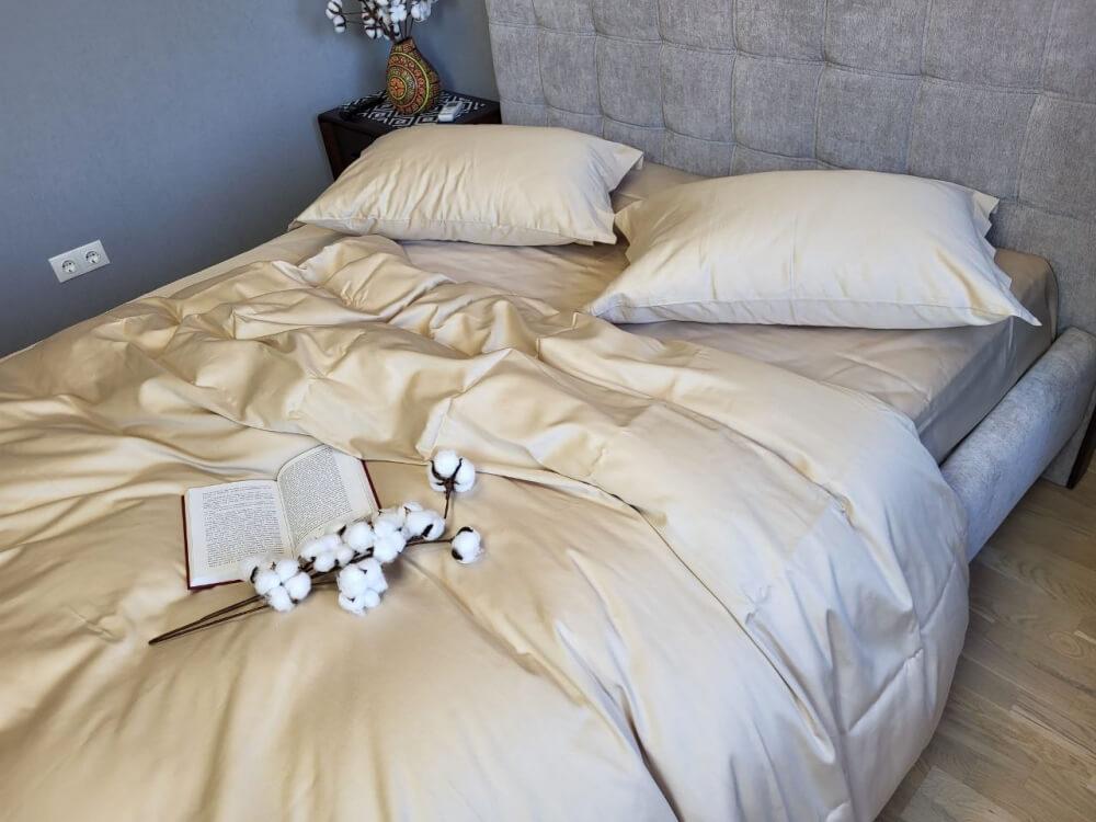 однотонное постельное белье сатин песочного цвета фото 1