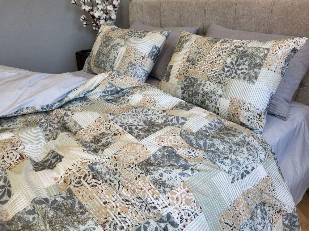 постельное белье ранфорс с квадратным рисунком фото 1