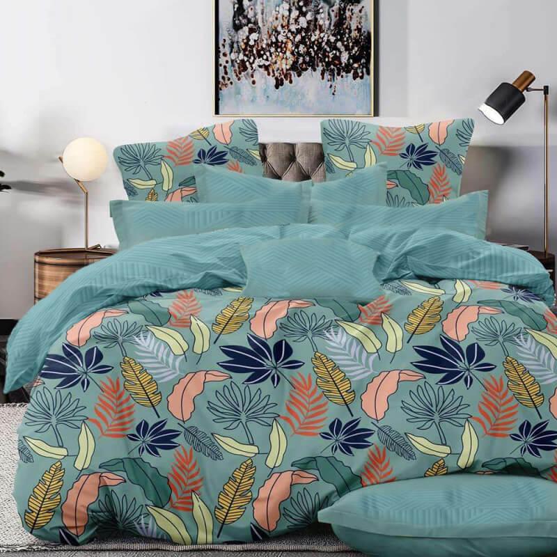 бирюзовое постельное белье с тропическими пончиками фото 1