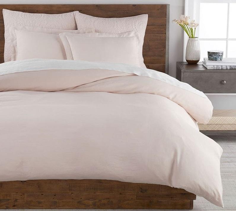 однотонное постельное белье ранфорс бежевого пудровоого цвета