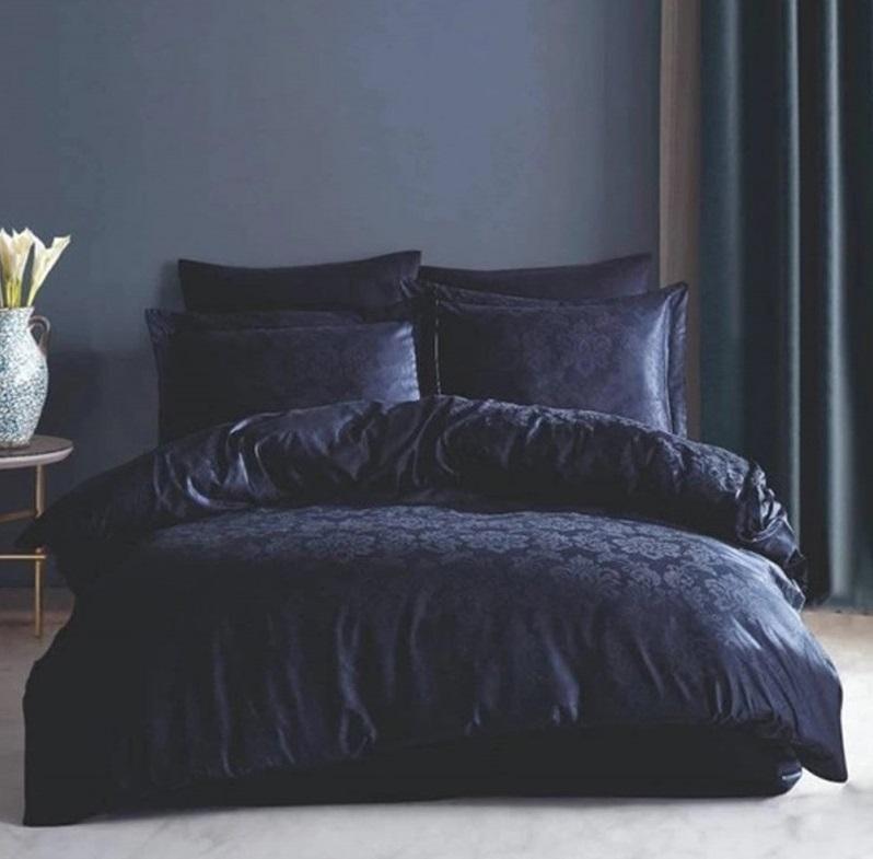 постельное белье сатин жаккард черного цвета фото 1