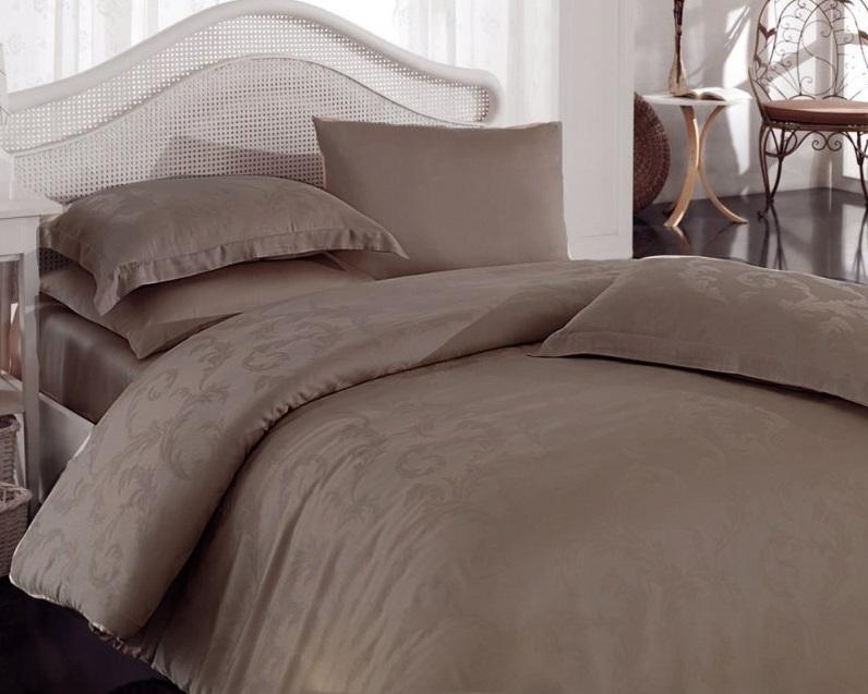 постельное белье сатин жаккард цвета капучино фото 1