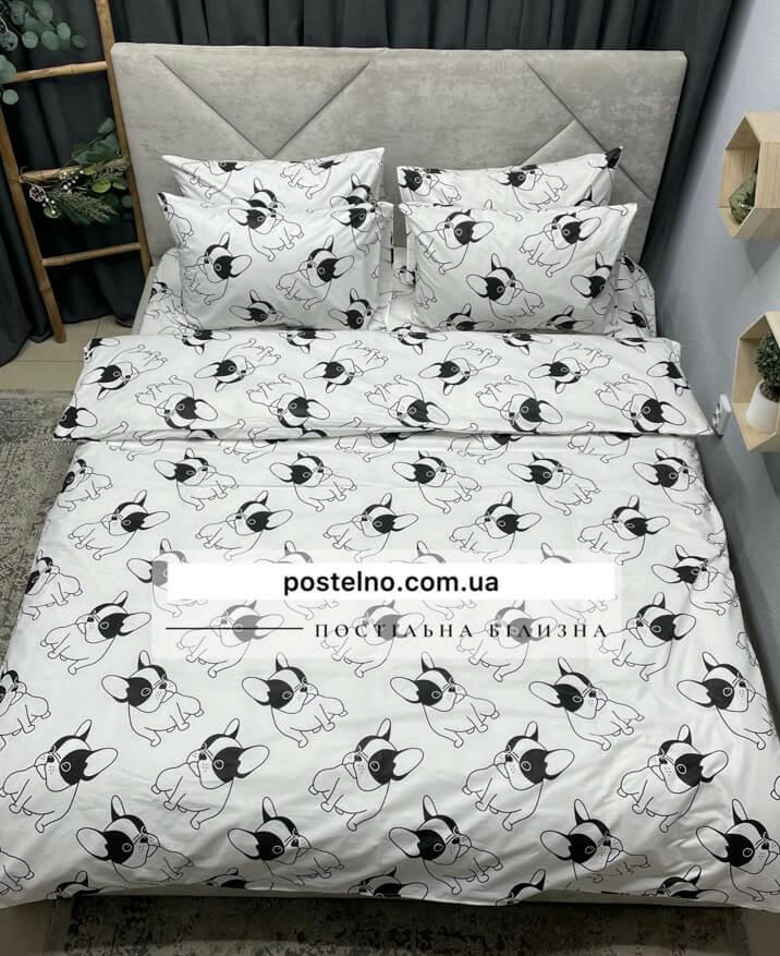 постельное белье с черно-белыми бульдогами