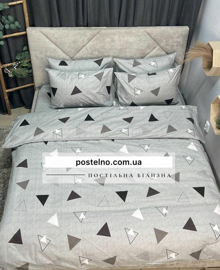 постельное белье серого цвета с треугольниками
